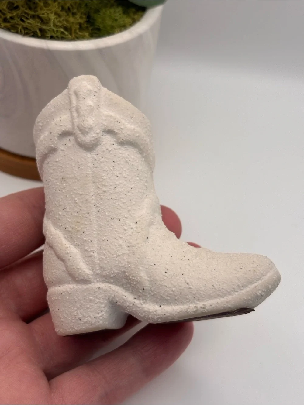 White Ceramic Cowboy Boot Match Holder & Striker, Western Home Decor